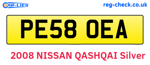PE58OEA are the vehicle registration plates.