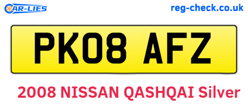 PK08AFZ are the vehicle registration plates.