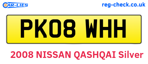 PK08WHH are the vehicle registration plates.