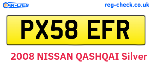 PX58EFR are the vehicle registration plates.