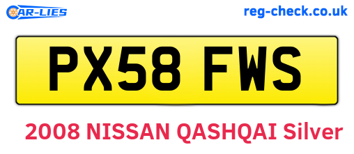 PX58FWS are the vehicle registration plates.
