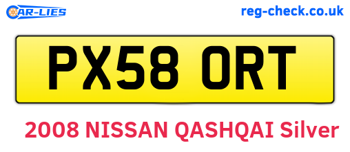 PX58ORT are the vehicle registration plates.