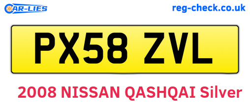 PX58ZVL are the vehicle registration plates.