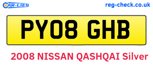 PY08GHB are the vehicle registration plates.