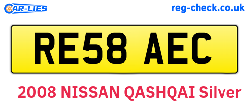 RE58AEC are the vehicle registration plates.