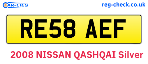 RE58AEF are the vehicle registration plates.