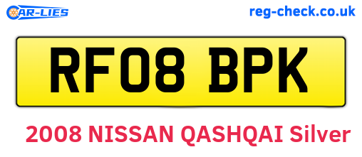 RF08BPK are the vehicle registration plates.