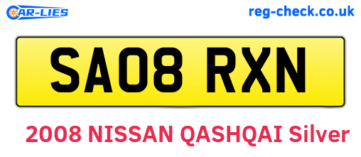 SA08RXN are the vehicle registration plates.
