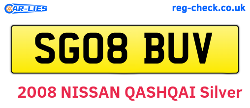 SG08BUV are the vehicle registration plates.