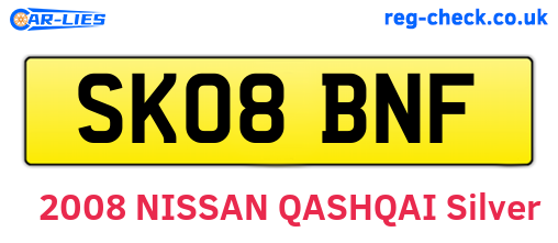 SK08BNF are the vehicle registration plates.