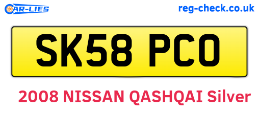 SK58PCO are the vehicle registration plates.