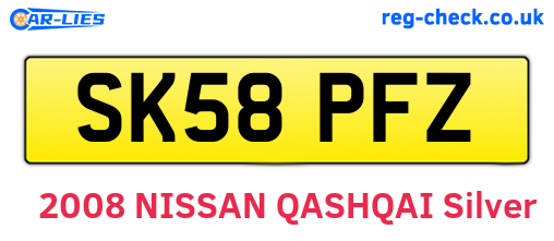 SK58PFZ are the vehicle registration plates.