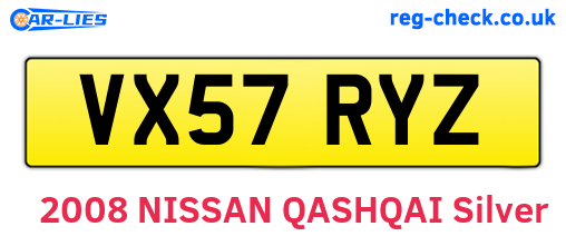 VX57RYZ are the vehicle registration plates.