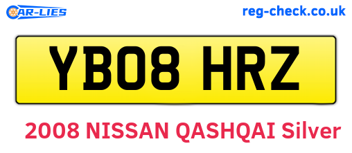 YB08HRZ are the vehicle registration plates.