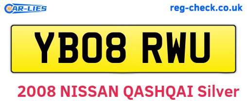 YB08RWU are the vehicle registration plates.