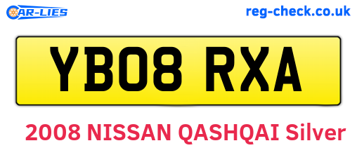 YB08RXA are the vehicle registration plates.