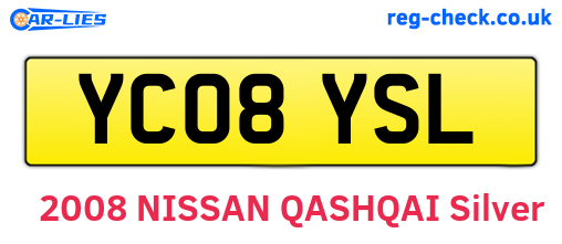 YC08YSL are the vehicle registration plates.