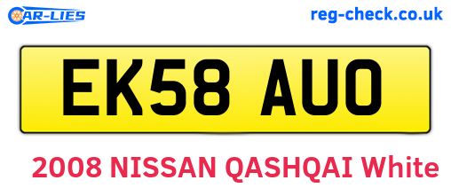 EK58AUO are the vehicle registration plates.