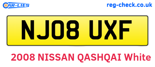 NJ08UXF are the vehicle registration plates.