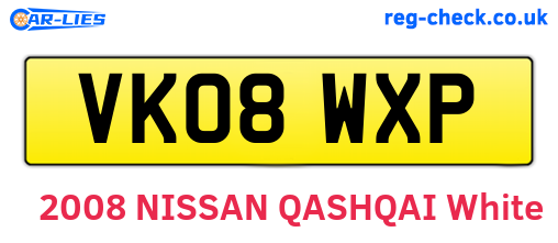 VK08WXP are the vehicle registration plates.
