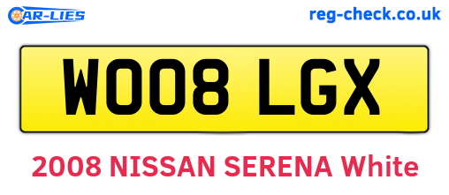 WO08LGX are the vehicle registration plates.
