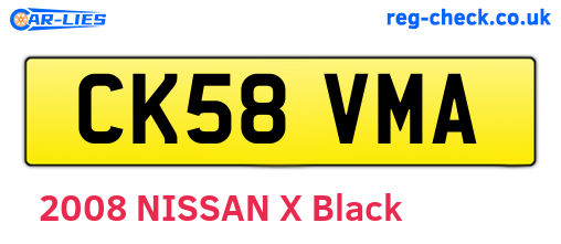 CK58VMA are the vehicle registration plates.