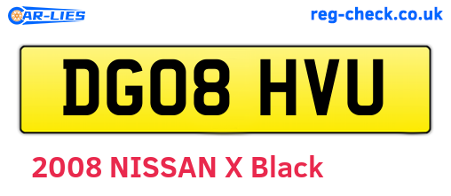 DG08HVU are the vehicle registration plates.