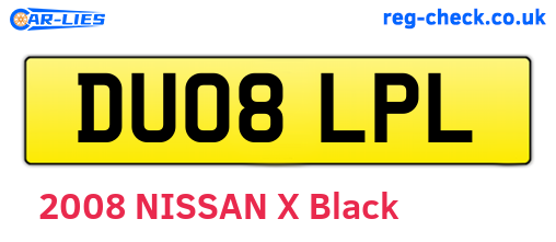 DU08LPL are the vehicle registration plates.