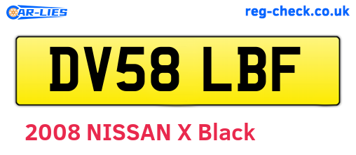 DV58LBF are the vehicle registration plates.