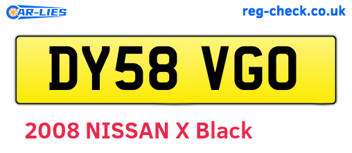 DY58VGO are the vehicle registration plates.
