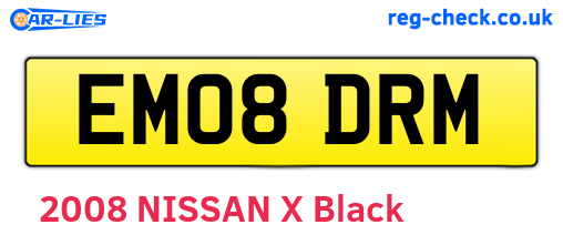 EM08DRM are the vehicle registration plates.