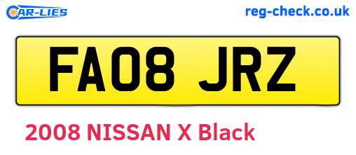 FA08JRZ are the vehicle registration plates.