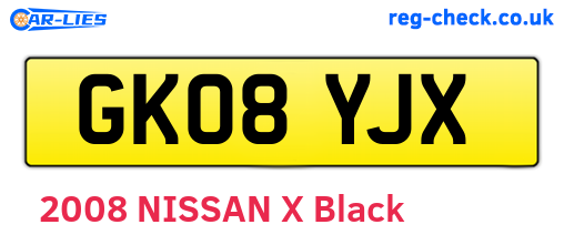 GK08YJX are the vehicle registration plates.