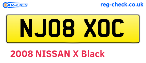 NJ08XOC are the vehicle registration plates.