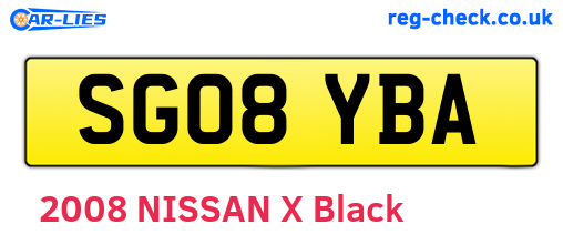 SG08YBA are the vehicle registration plates.
