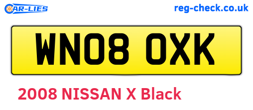 WN08OXK are the vehicle registration plates.