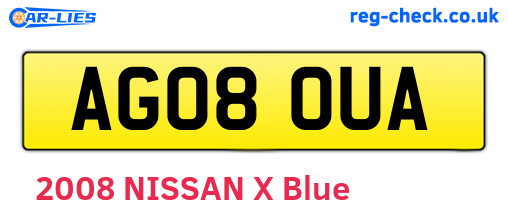 AG08OUA are the vehicle registration plates.