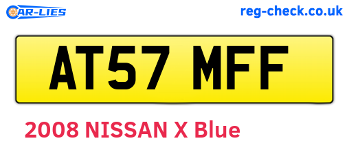 AT57MFF are the vehicle registration plates.