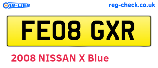 FE08GXR are the vehicle registration plates.