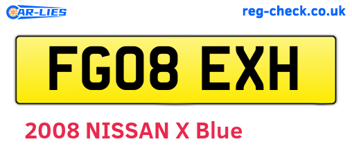 FG08EXH are the vehicle registration plates.