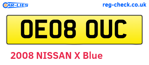 OE08OUC are the vehicle registration plates.
