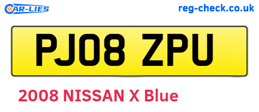 PJ08ZPU are the vehicle registration plates.