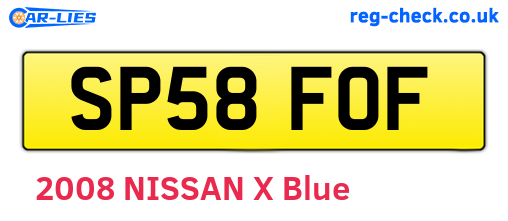 SP58FOF are the vehicle registration plates.