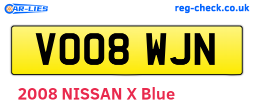 VO08WJN are the vehicle registration plates.