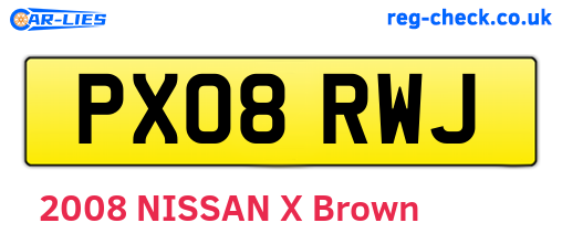 PX08RWJ are the vehicle registration plates.