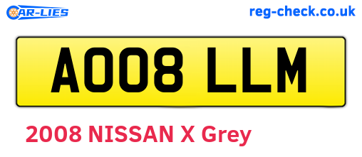 AO08LLM are the vehicle registration plates.