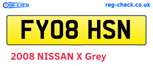 FY08HSN are the vehicle registration plates.