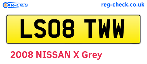 LS08TWW are the vehicle registration plates.