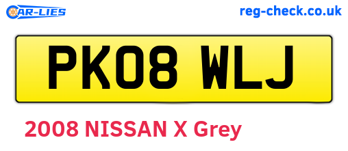 PK08WLJ are the vehicle registration plates.