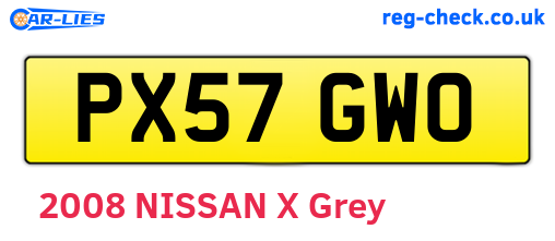 PX57GWO are the vehicle registration plates.